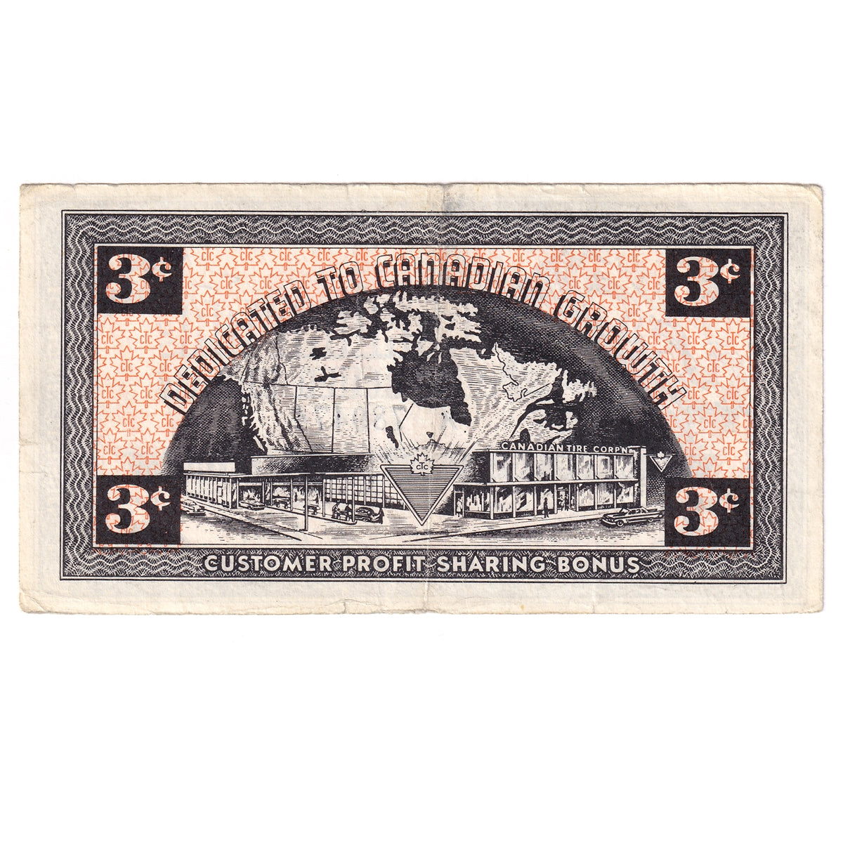 G3-C-X No Mor Power 1962 Canadian Tire Coupon 3 Cents Extra Fine (Ink)