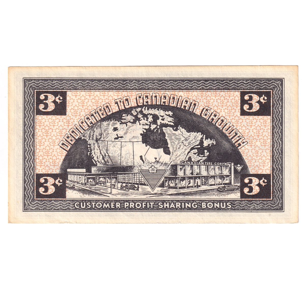 G3-C-Y No Mor Power 1962 Canadian Tire Coupon 3 Cents Almost Uncirculated