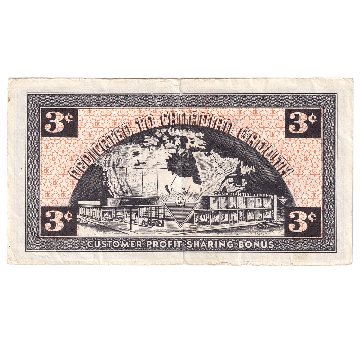 G3-C-Y No Mor Power 1962 Canadian Tire Coupon 3 Cents Very Fine (Tear)