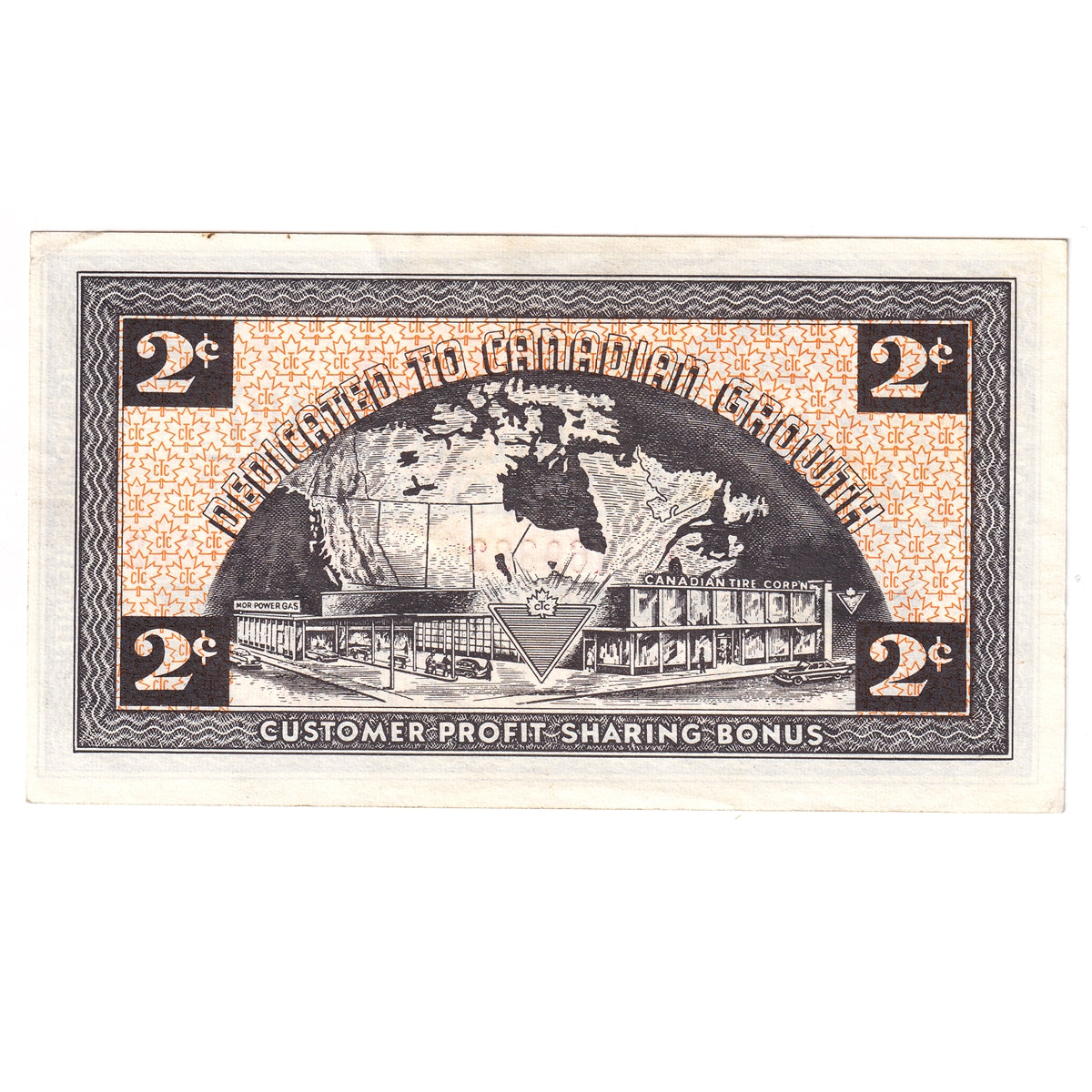 G4-B-Y 1962 Canadian Tire Coupon 2 Cents Almost Uncirculated