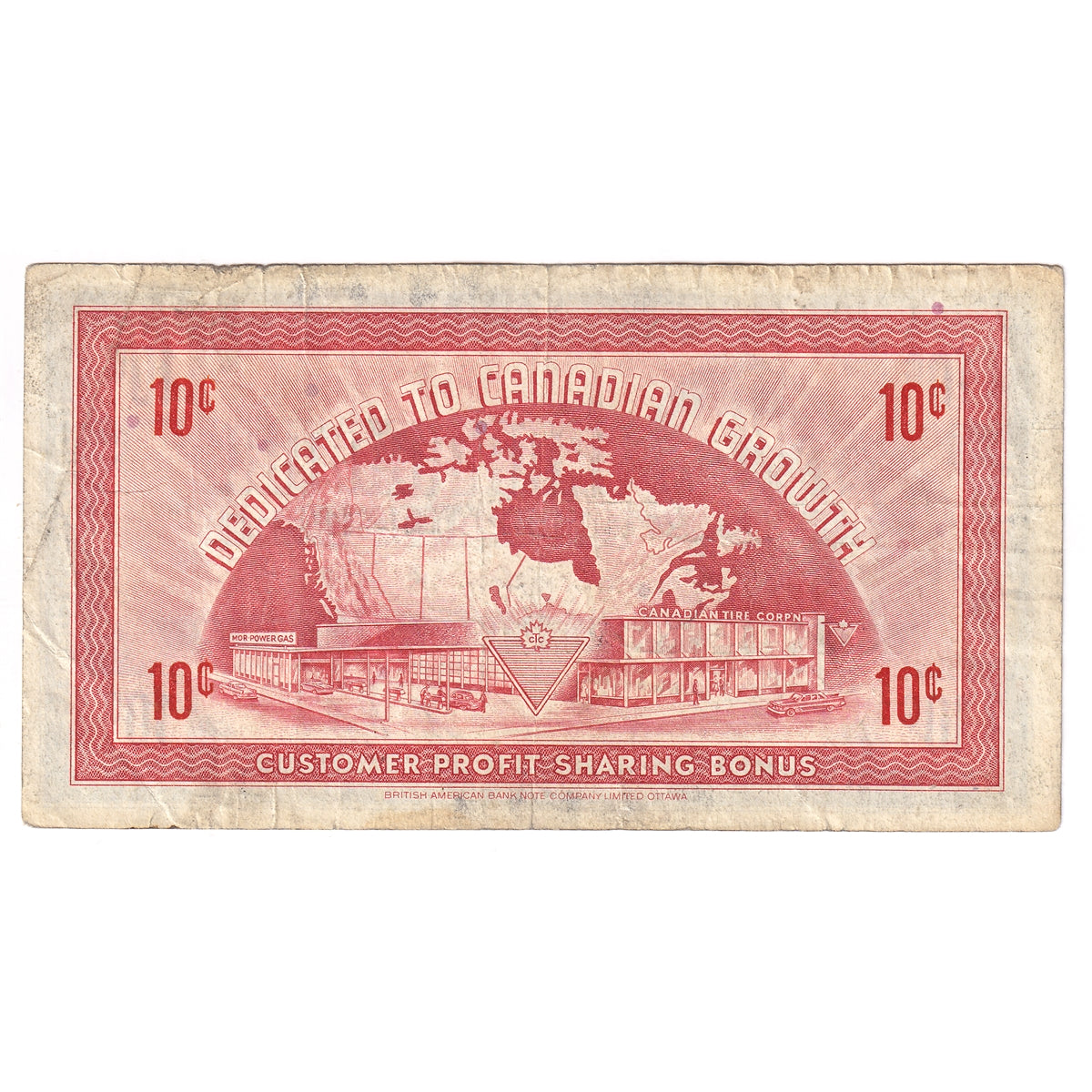 G5-B-B 1964 Canadian Tire Coupon 10 Cents F-VF