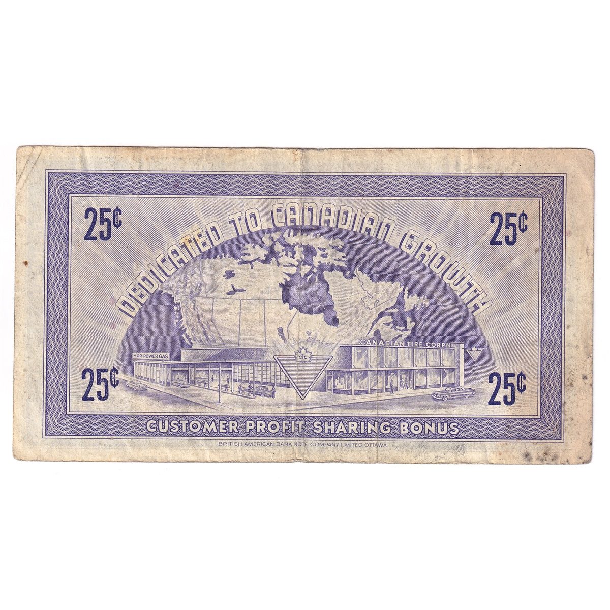 G5-C-C 1964 Canadian Tire Coupon 25 Cents Very Fine (Stain)