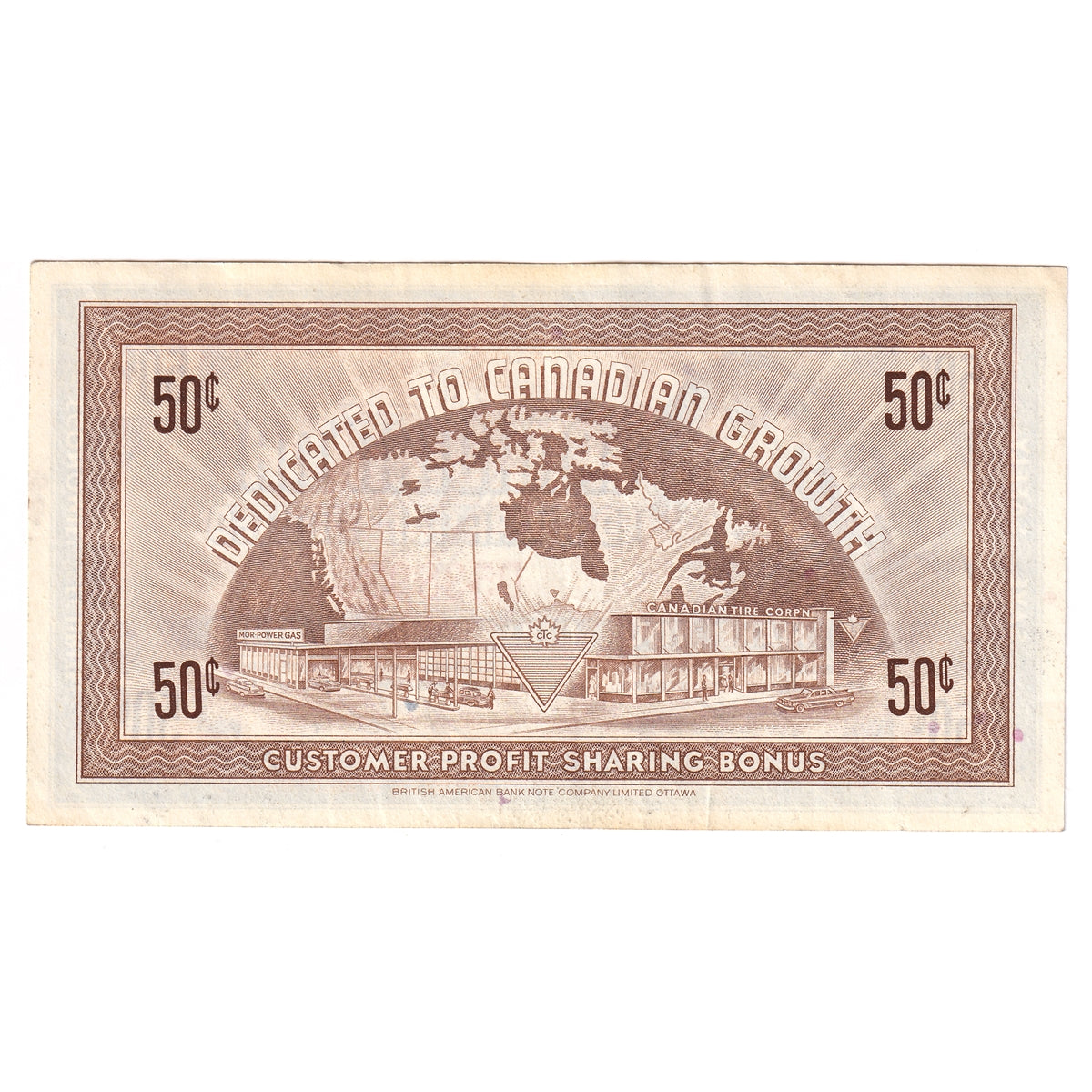 G5-D-D 1964 Canadian Tire Coupon 50 Cents VF-EF (Stain)