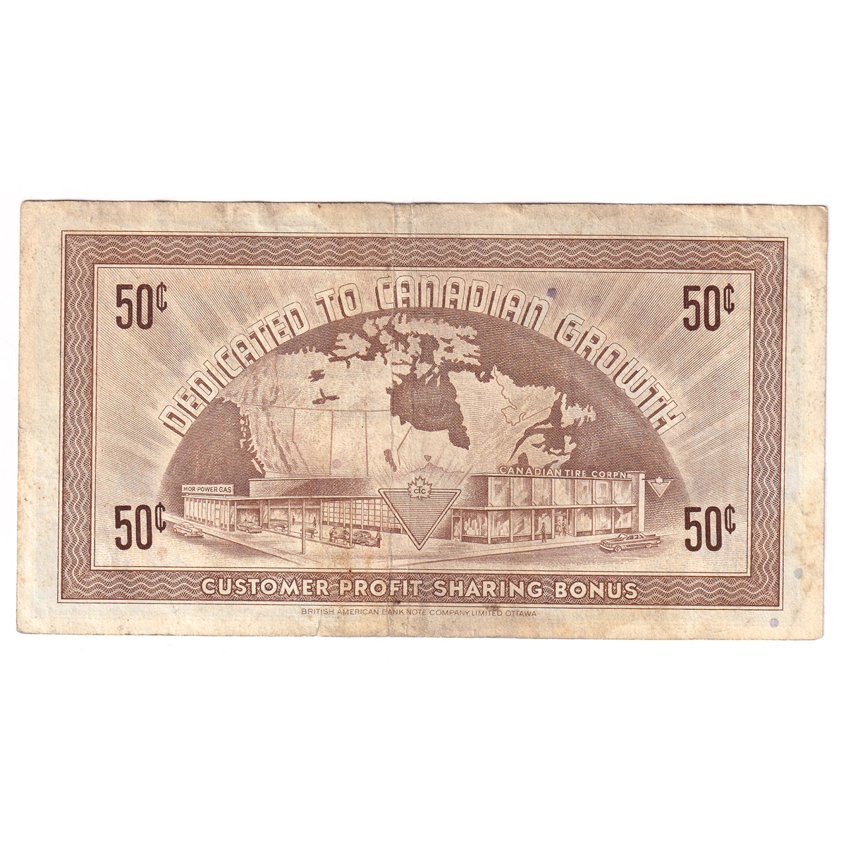 G5-D-D 1964 Canadian Tire Coupon 50 Cents Very Fine (Stain)