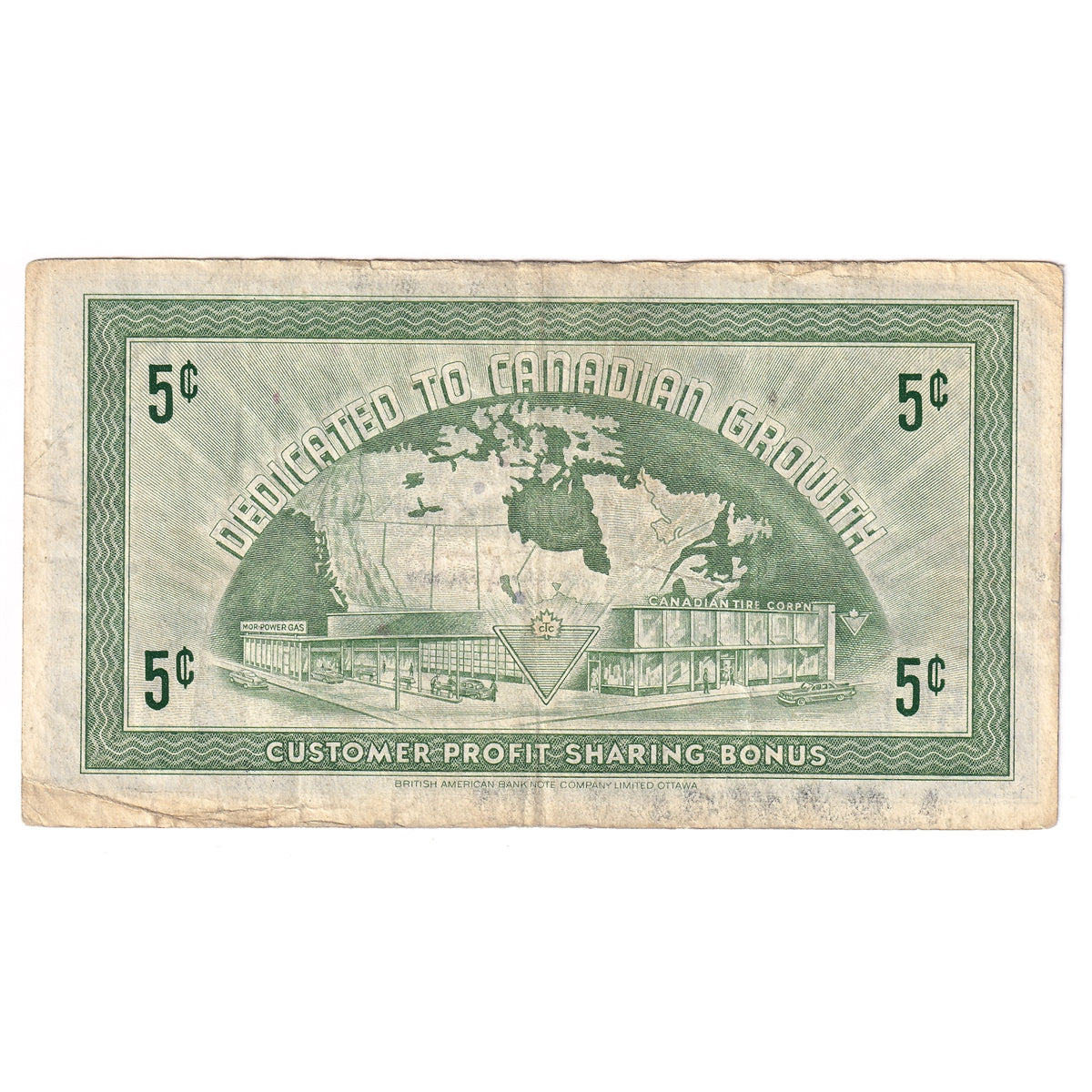 G6-A-A 1968 Canadian Tire Coupon 5 Cents Fine