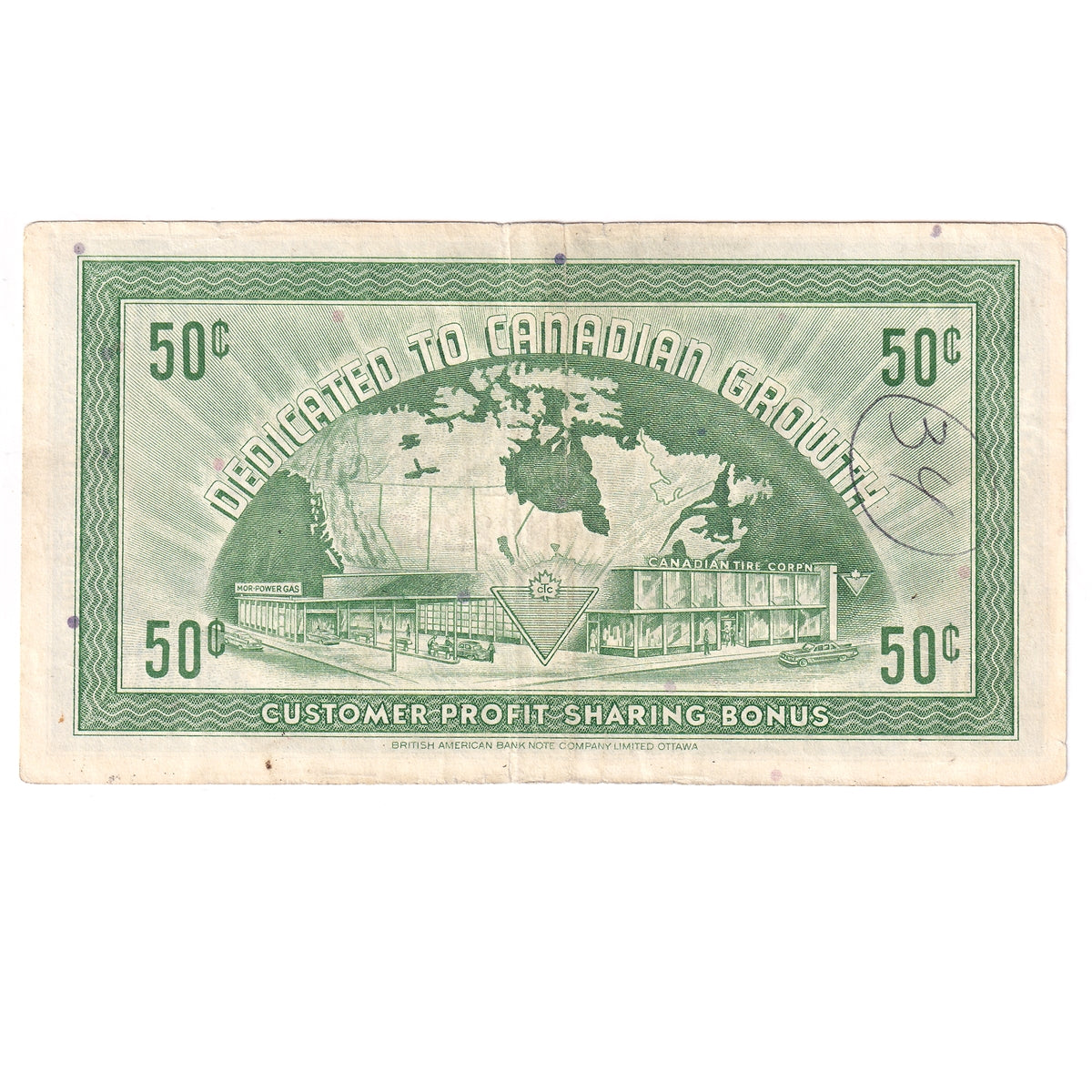 G6-J-M 1968 Canadian Tire Coupon 50 Cents VF-EF (Ink)