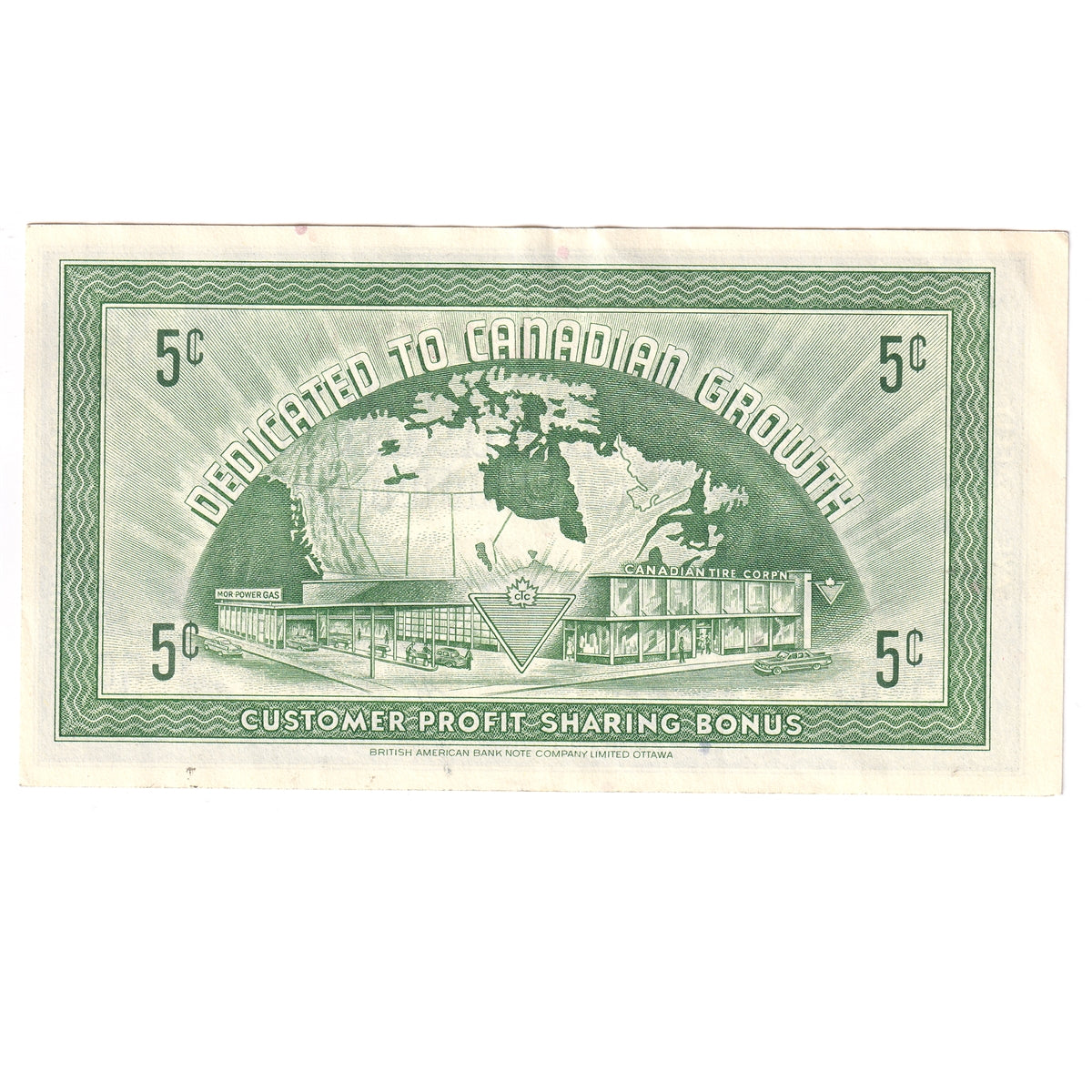 G7-A-A1 1972 Canadian Tire Coupon 5 Cents Almost Uncirculated (Ink)