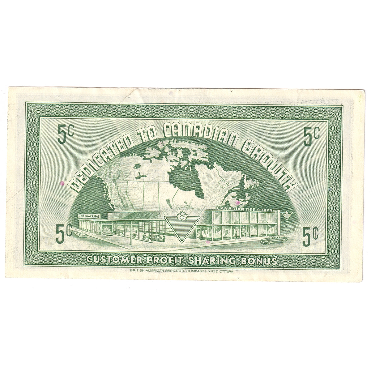 G7-A-A1 1972 Canadian Tire Coupon 5 Cents Extra Fine