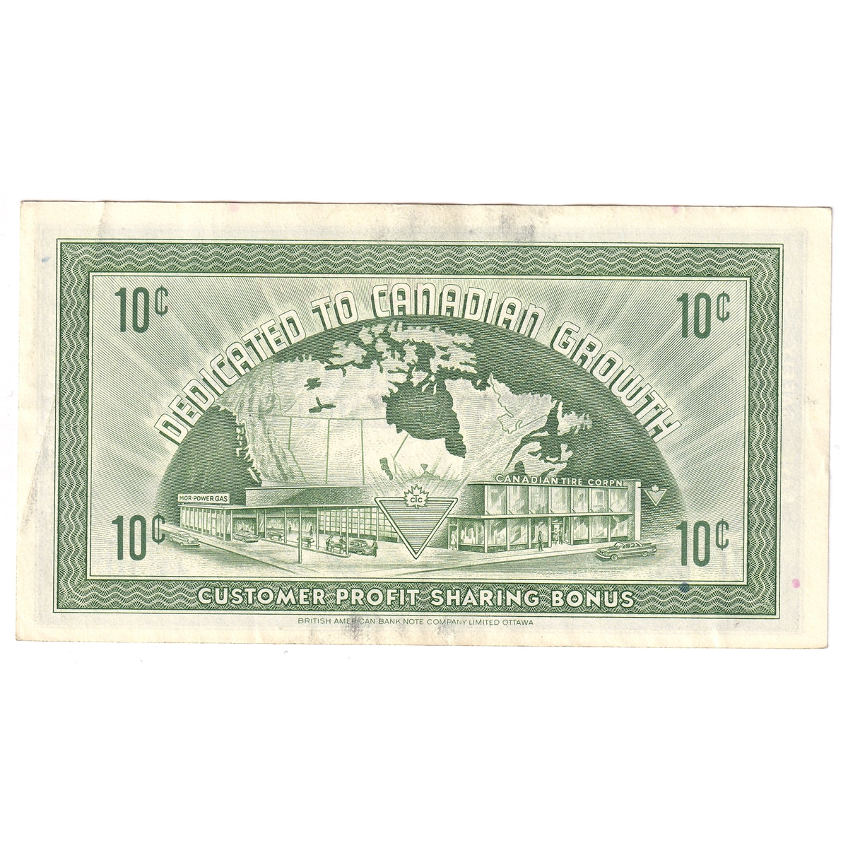 G7-B-B1 1972 Canadian Tire Coupon 10 Cents Extra Fine