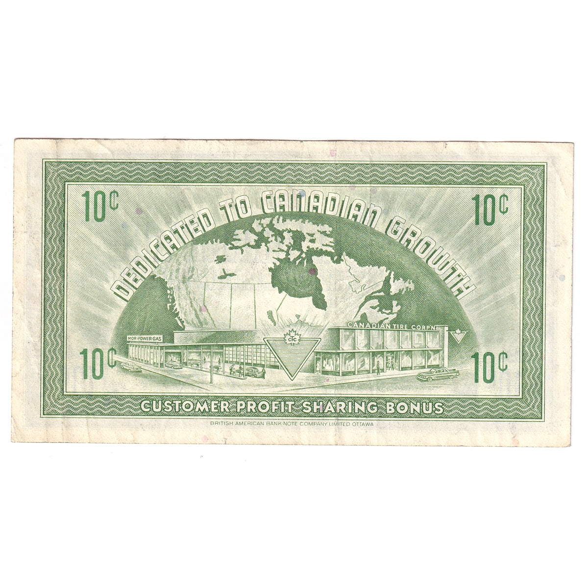 G7-B-B1 1972 Canadian Tire Coupon 10 Cents VF-EF