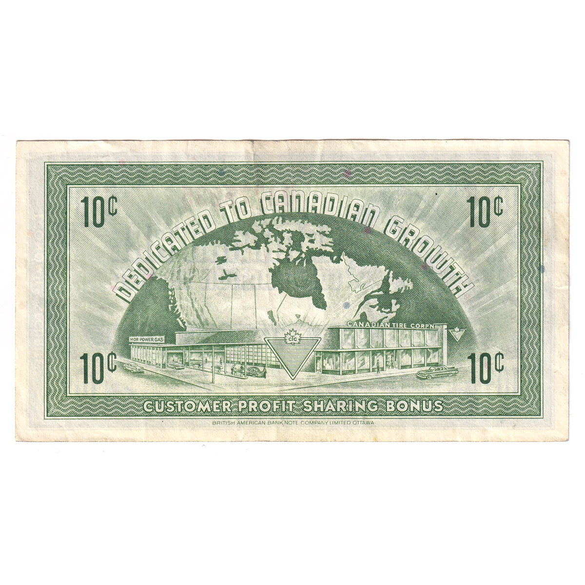 G7-B-B2 Narrow Font 1972 Canadian Tire Coupon 10 Cents Extra Fine