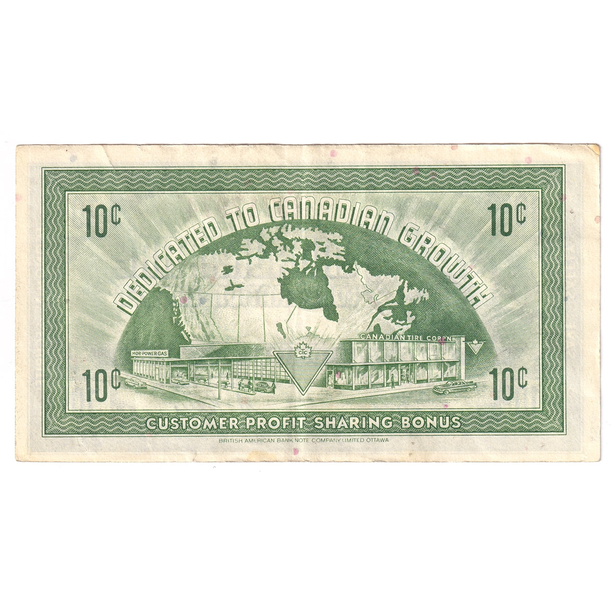 G7-B-B2 Narrow Font 1972 Canadian Tire Coupon 10 Cents VF-EF