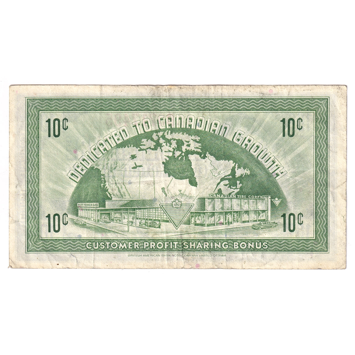 G7-B-B2 Narrow Font 1972 Canadian Tire Coupon 10 Cents Very Fine