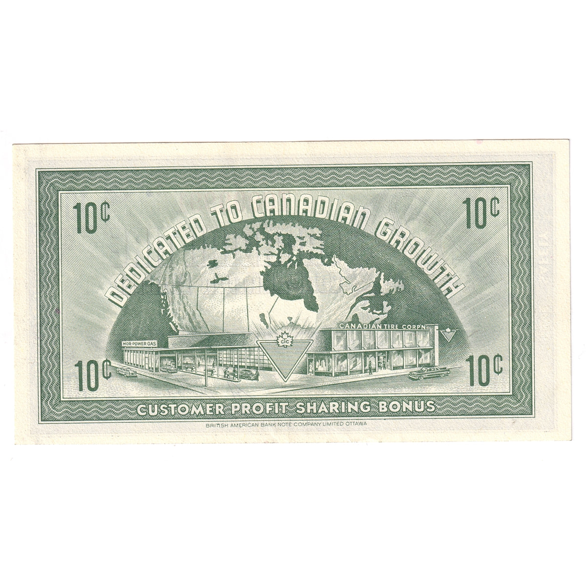 G7-B-T2 Small Serifs 1972 Canadian Tire Coupon 10 Cents Uncirculated (Ink)