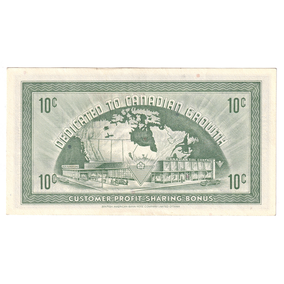 G7-B-T2 Small Serifs 1972 Canadian Tire Coupon 10 Cents AU-UNC