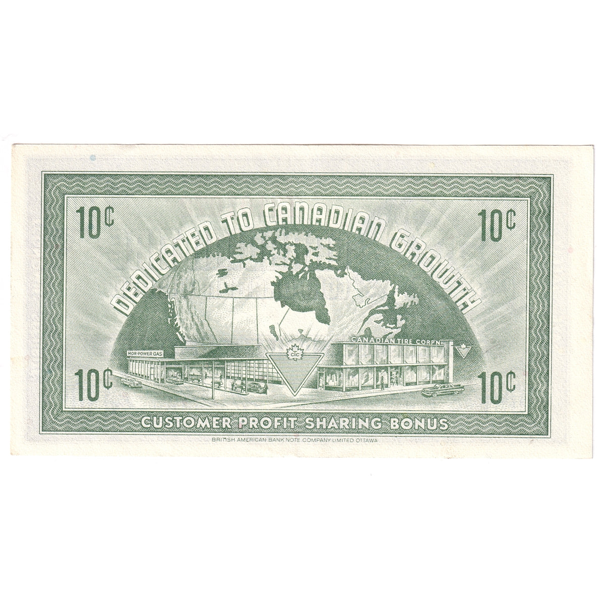 G7-B-T3 Plain T 1972 Canadian Tire Coupon 10 Cents AU-UNC