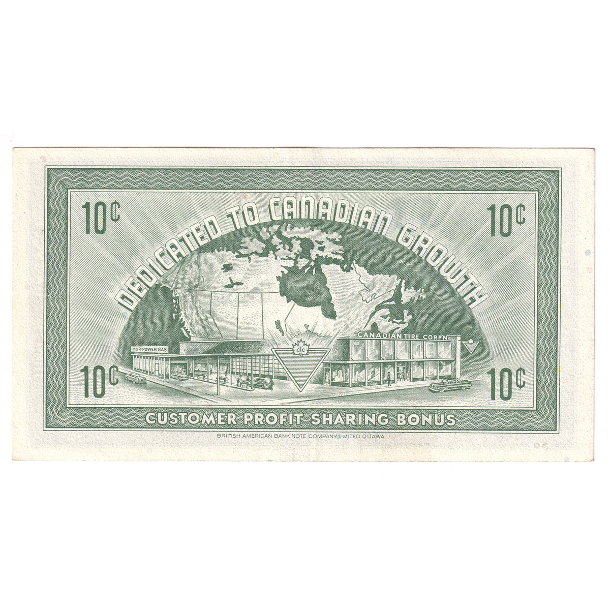 G7-B-T3 Plain T 1972 Canadian Tire Coupon 10 Cents EF-AU