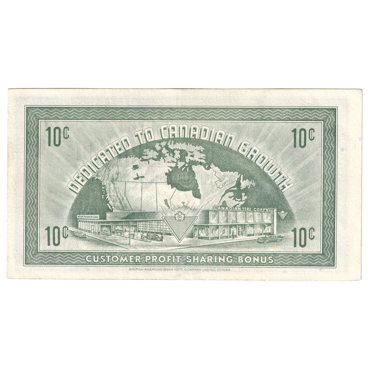 G7-B-T3 Plain T 1972 Canadian Tire Coupon 10 Cents Extra Fine