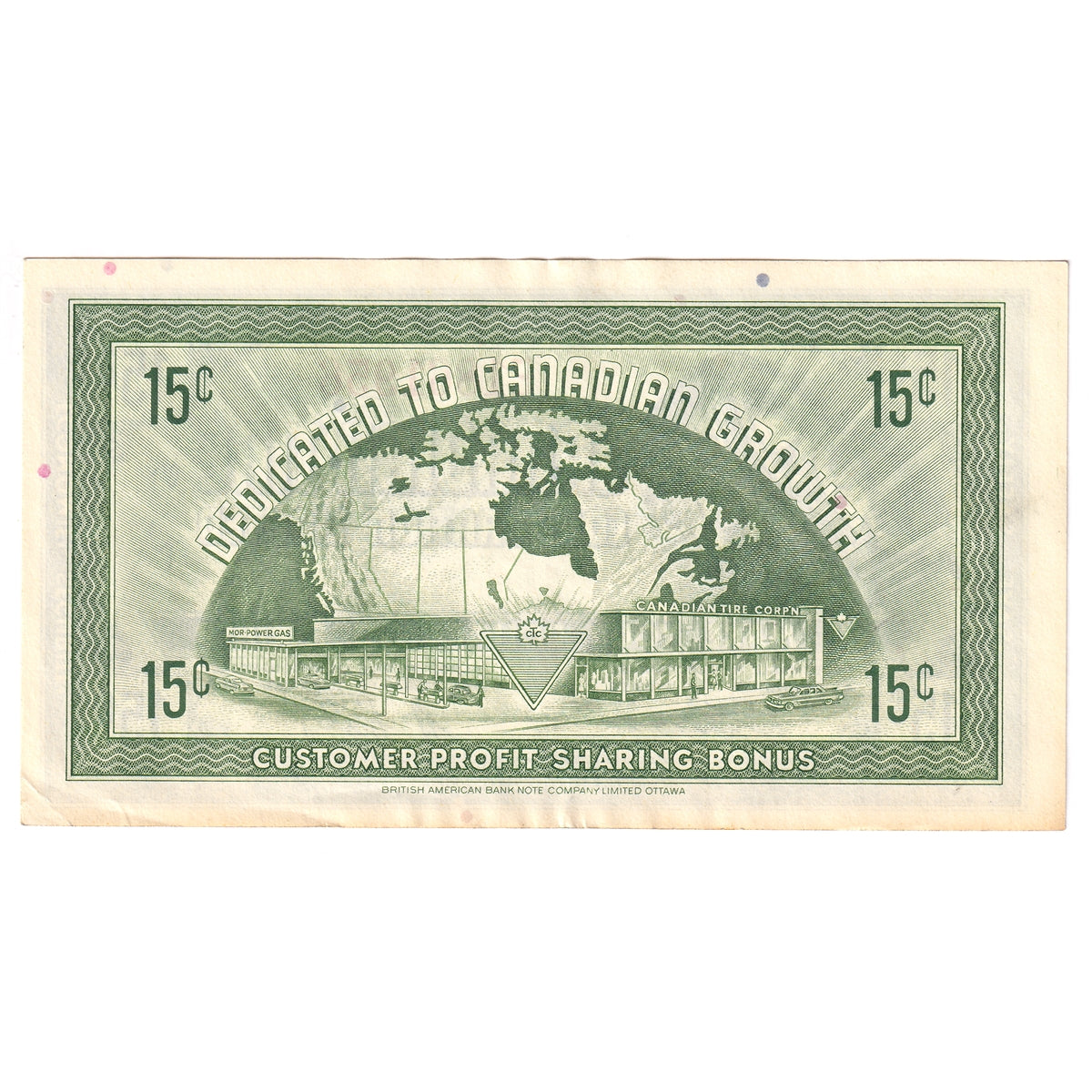 G7-C-E1 1972 Canadian Tire Coupon 15 Cents Almost Uncirculated (Ink)