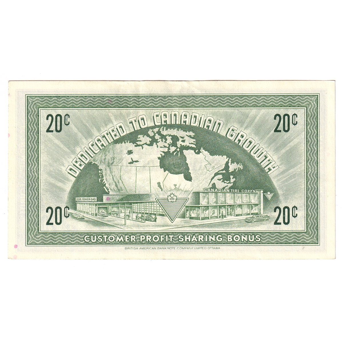 G7-D-F2 Narrow Font 1972 Canadian Tire Coupon 20 Cents EF-AU