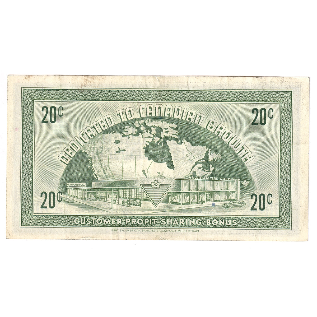 G7-D-F2 Narrow Font 1972 Canadian Tire Coupon 20 Cents VF-EF