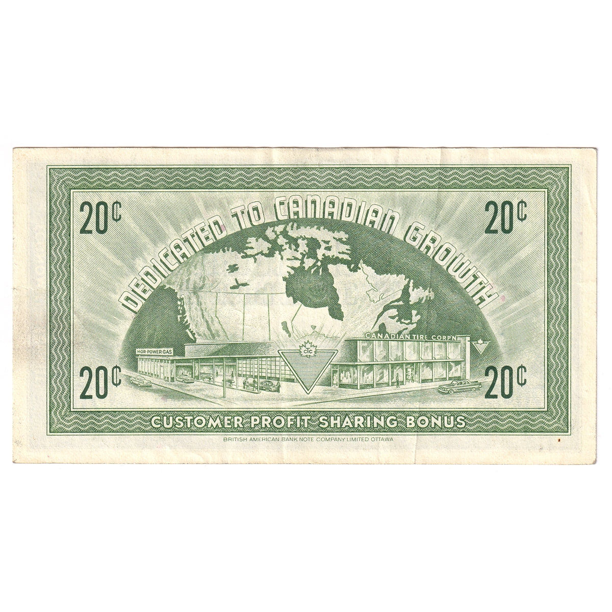 G7-D-F2 Narrow Font 1972 Canadian Tire Coupon 20 Cents Very Fine