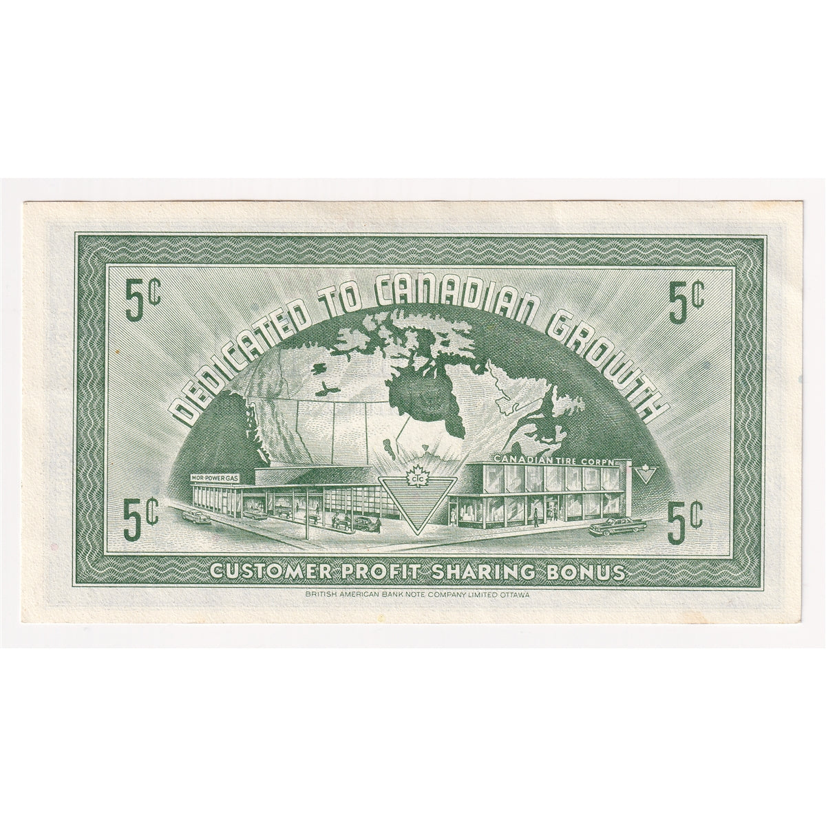 G7-A-S3 Plain S 1972 Canadian Tire Coupon 5 Cents Uncirculated