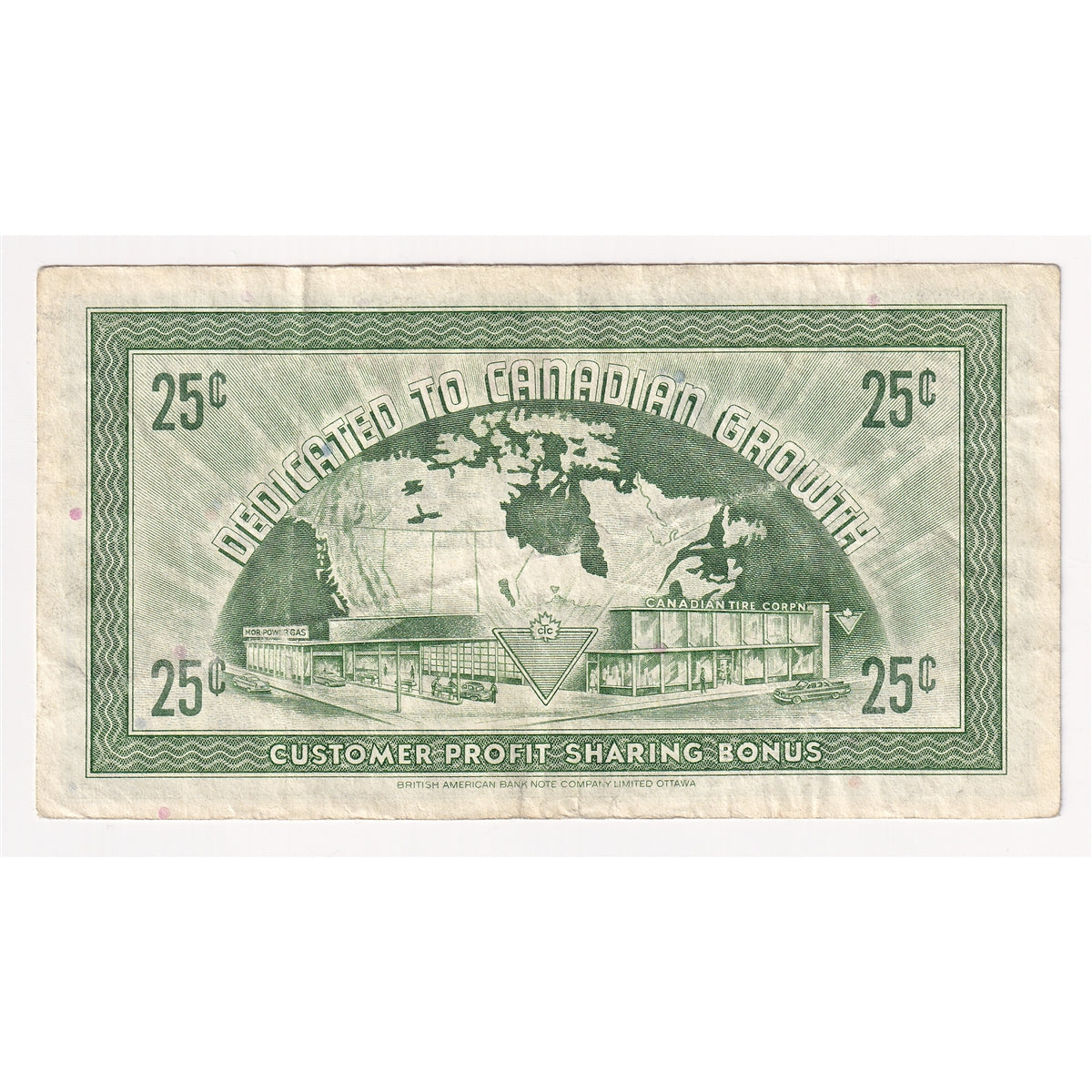 G7-E-C2 Narrow Font 1972 Canadian Tire Coupon 25 Cents Very Fine