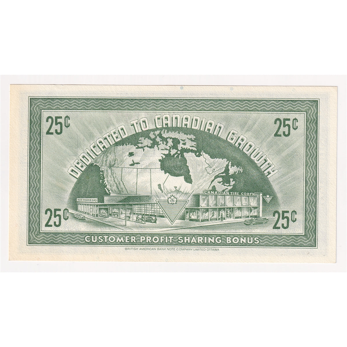 G7-E-V1 Plain V 1972 Canadian Tire Coupon 25 Cents Uncirculated