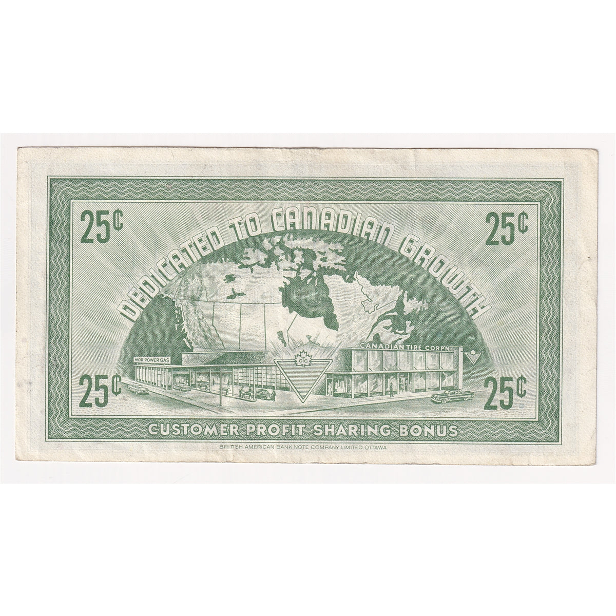 G7-E-V2a Serifs 1972 Canadian Tire Coupon 25 Cents VF-EF