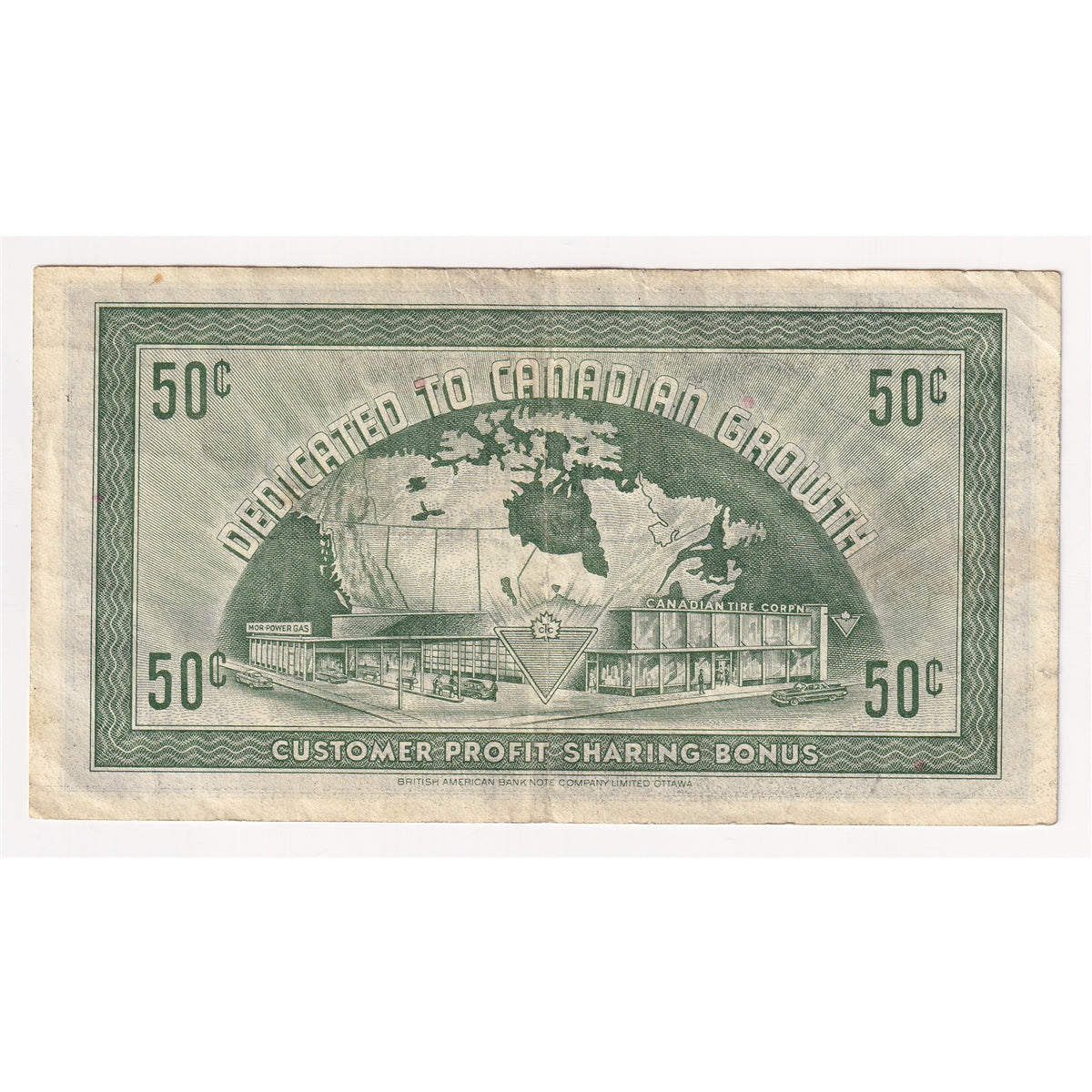 G7-J-U 1972 Canadian Tire Coupon 50 Cents VF-EF