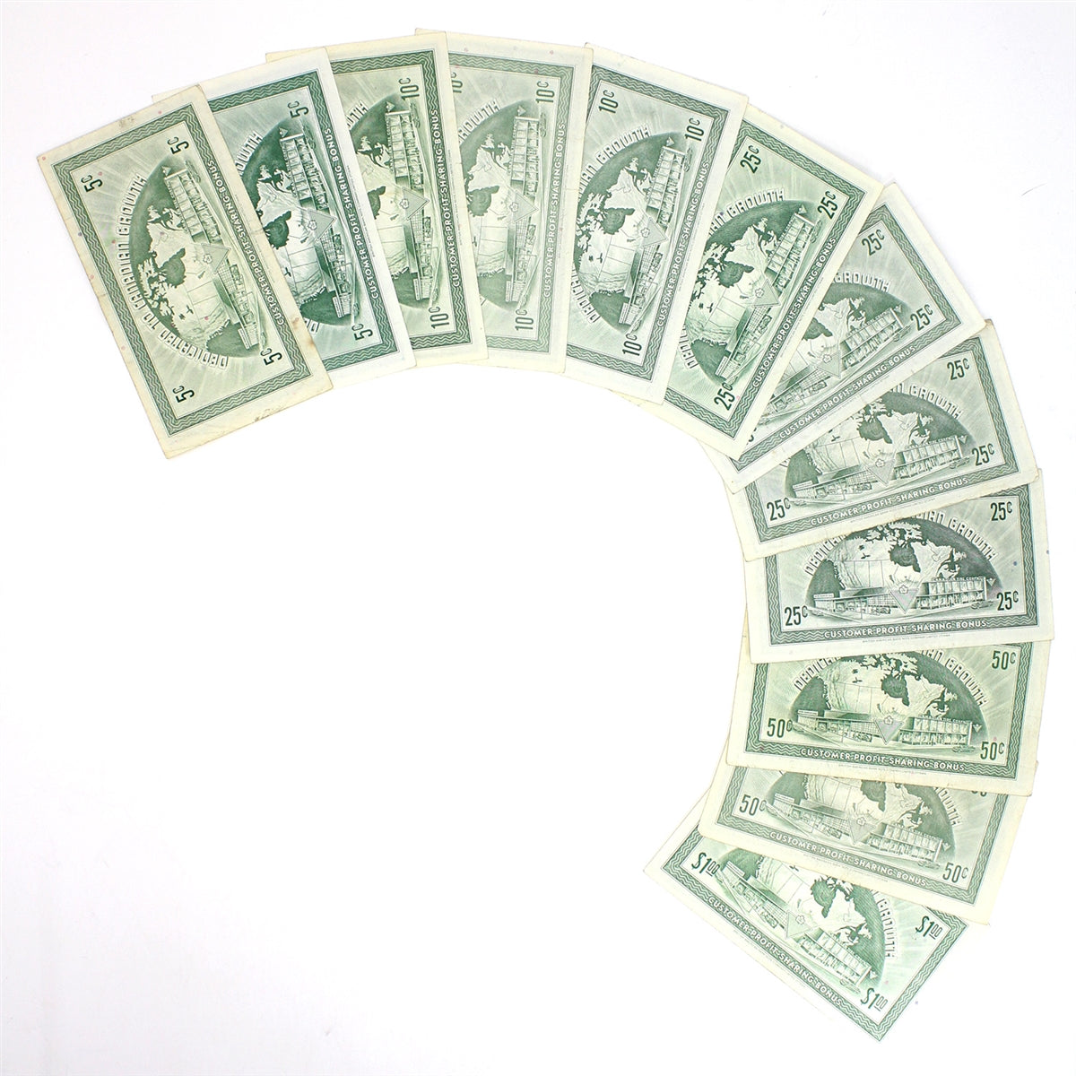 G7-A to L 1972 Canadian Tire Coupons Very Fine or Better (12 Coupons