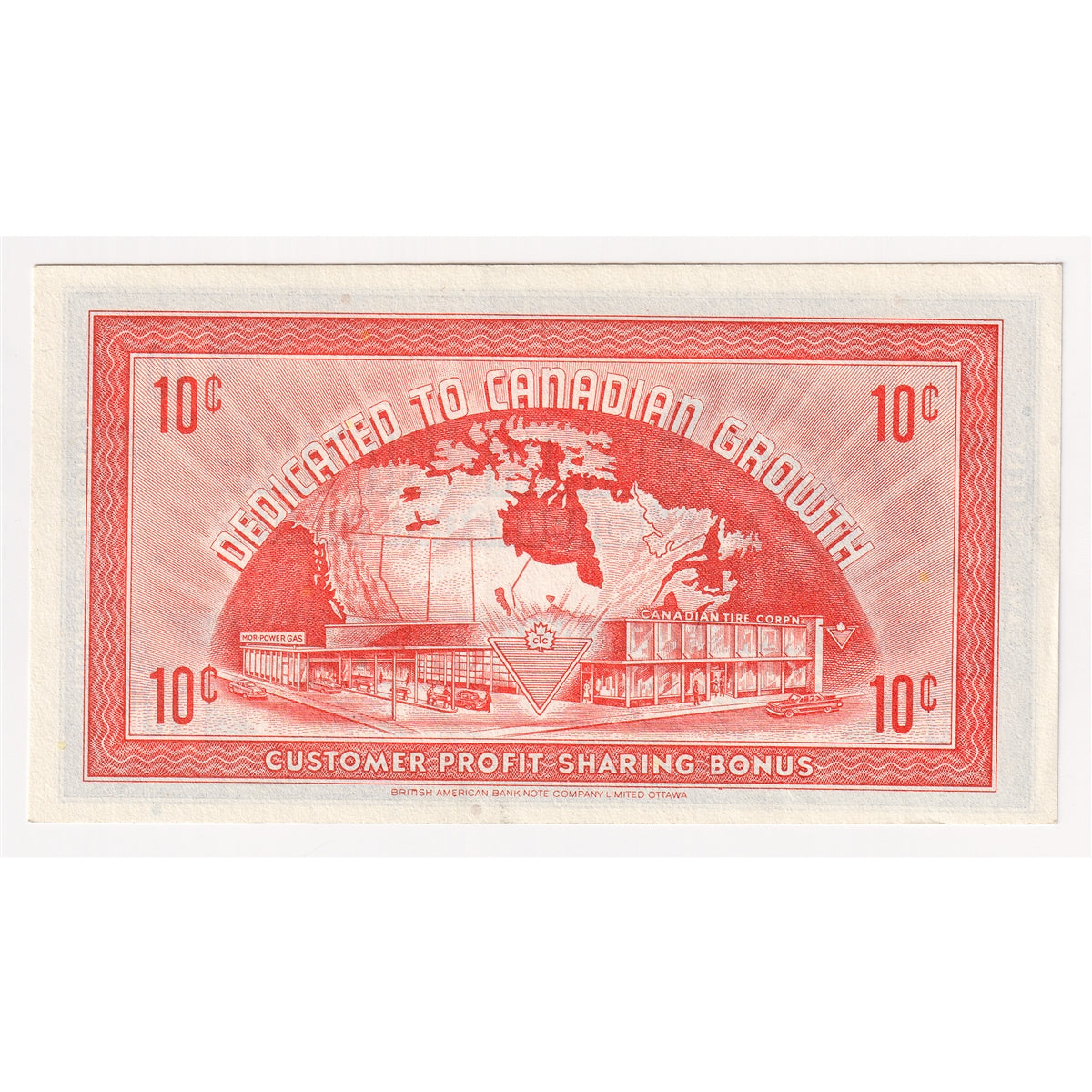 G8-B-T2 Large Serifs 1978 Canadian Tire Coupon 10 Cents Almost Uncirculated