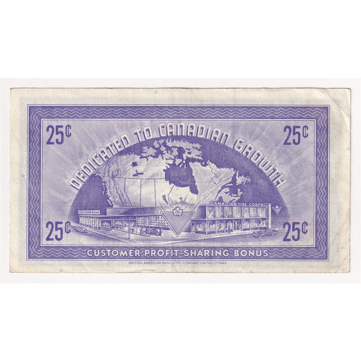 G8-C-V2 Large Serifs 1978 Canadian Tire Coupon 25 Cents Extra Fine