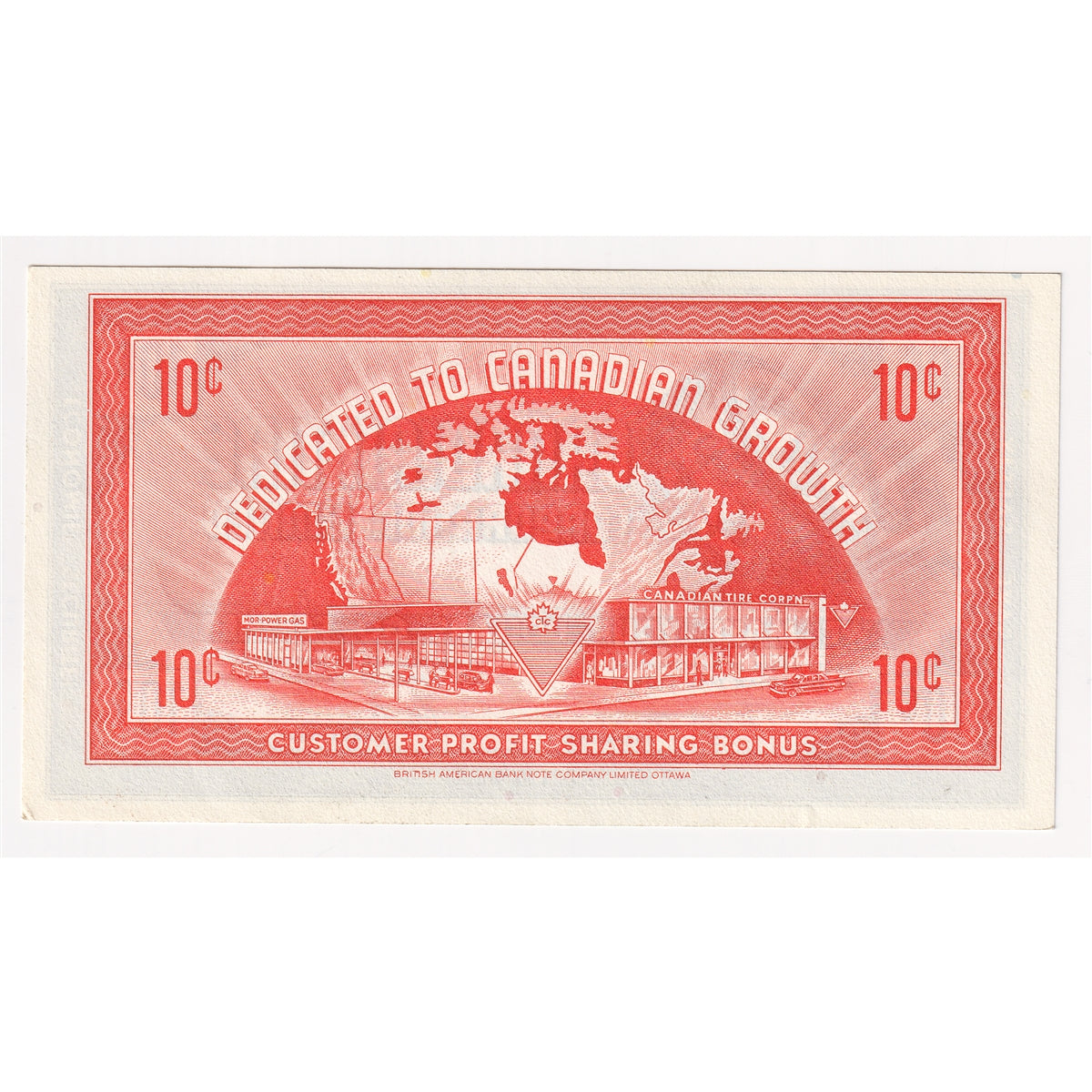 G9-B-T1 Large Serifs 1985 Canadian Tire Coupon 10 Cents Uncirculated