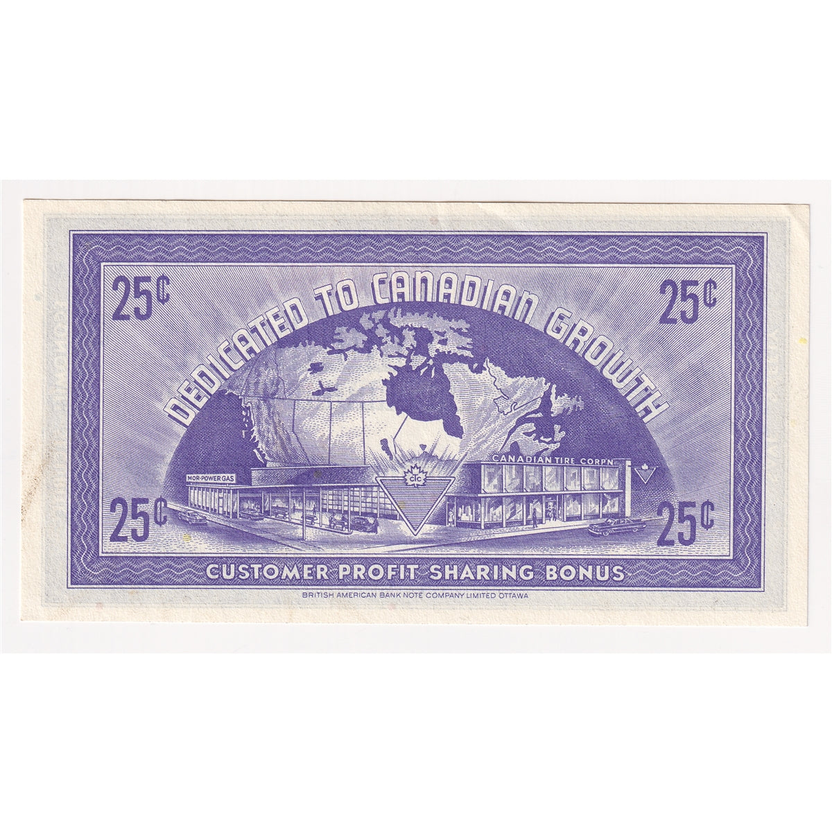 G9-C-V 1985 Canadian Tire Coupon 25 Cents Uncirculated