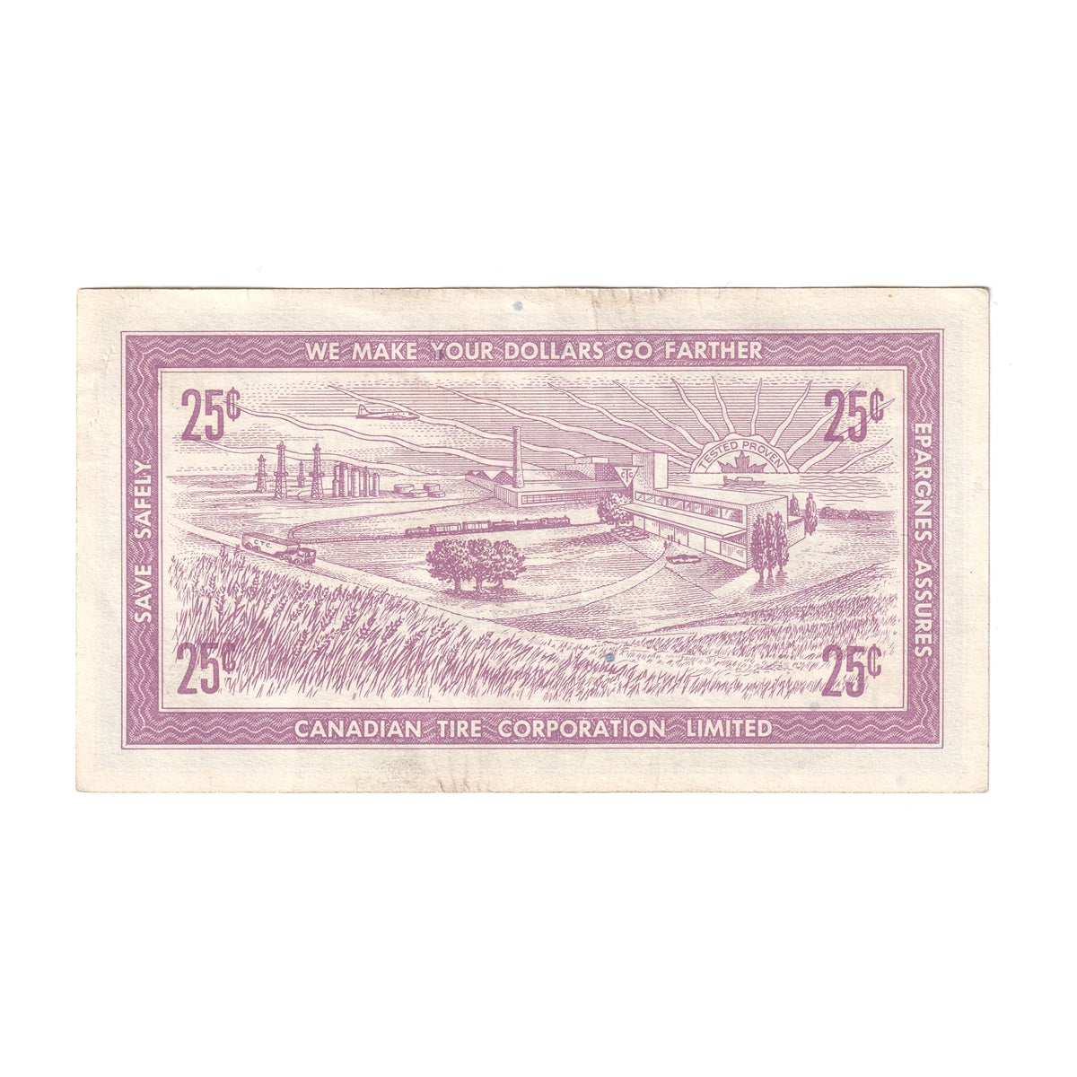 G1-C-C 1958 Canadian Tire Coupon 25 Cents Almost Uncirculated