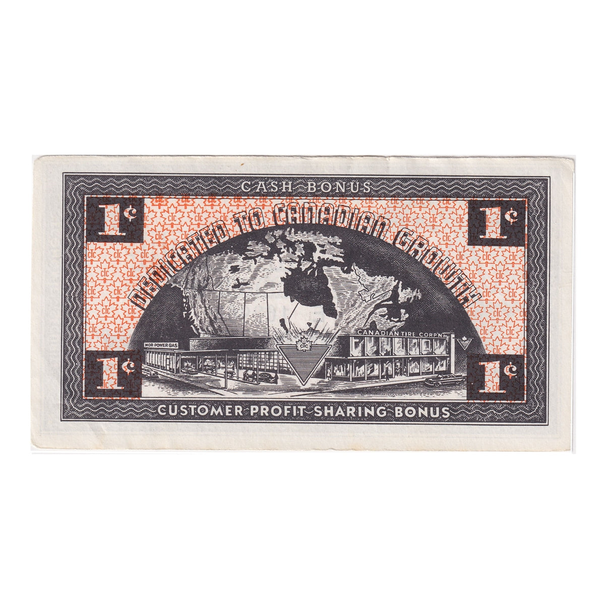 G3-A-E 1962 Canadian Tire Coupon 1 Cent Almost Uncirculated