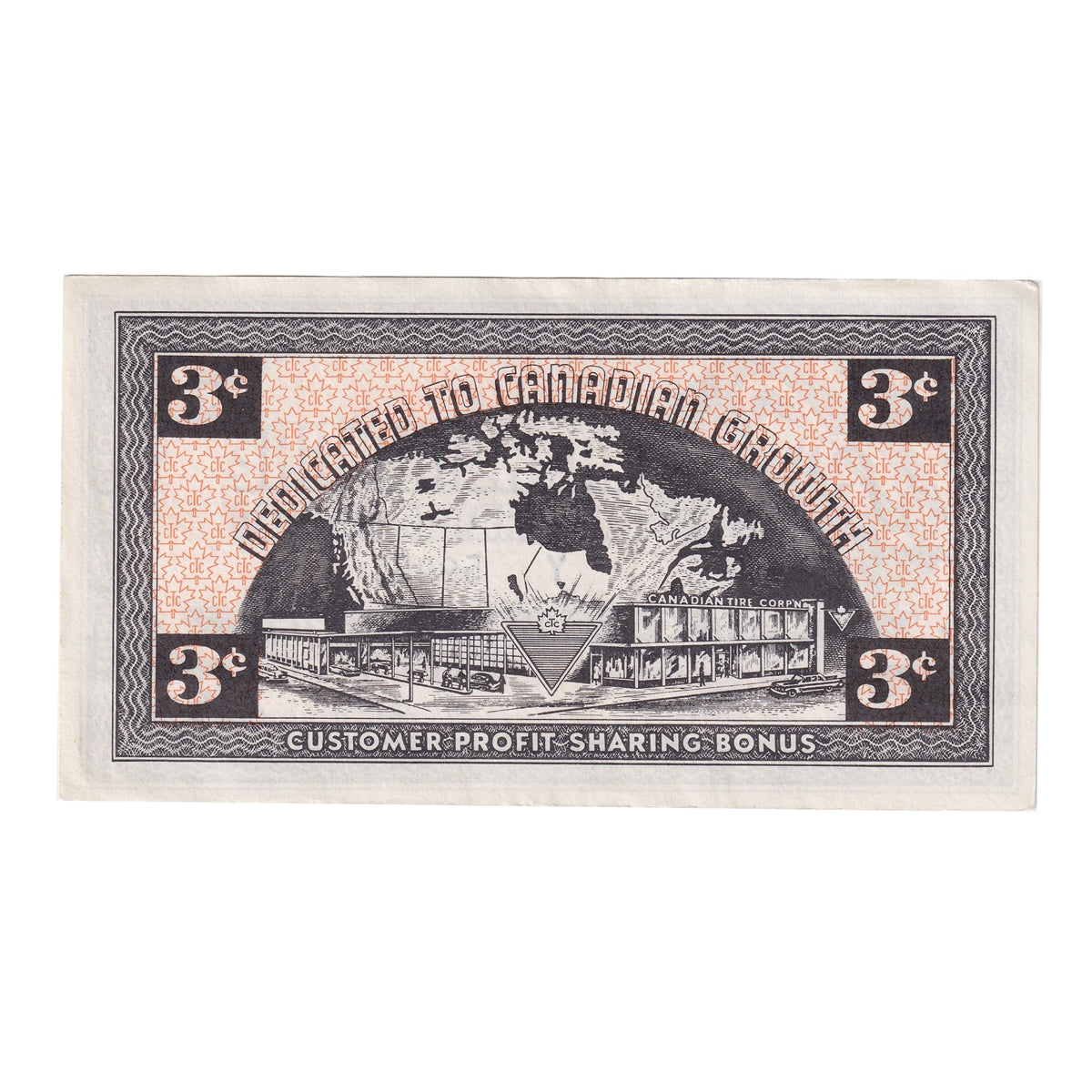 G3-C-Y No Mor Power 1962 Canadian Tire Coupon 3 Cents AU-UNC
