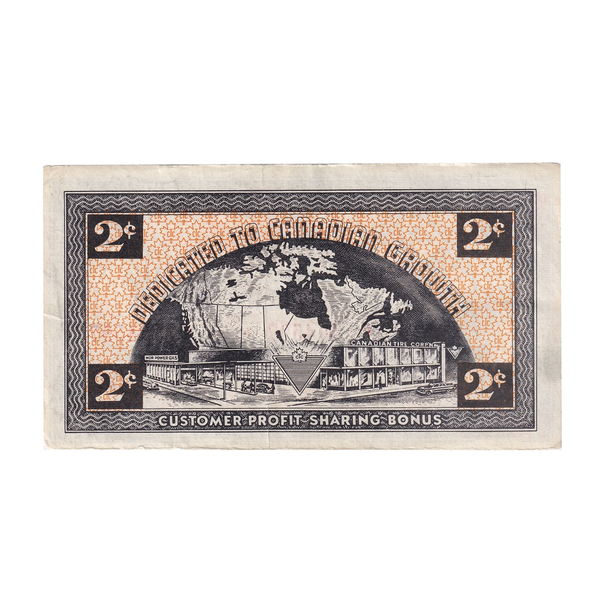 G4-B-Y 1962 Canadian Tire Coupon 2 Cents VF-EF