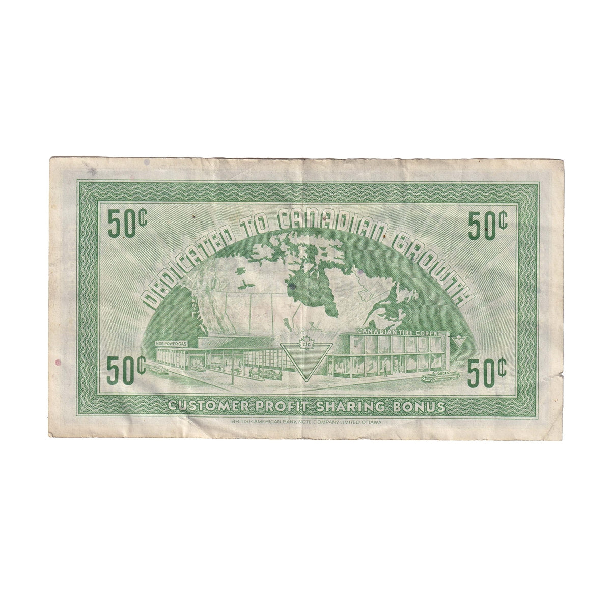 G6-J-M 1968 Canadian Tire Coupon 50 Cents Very Fine