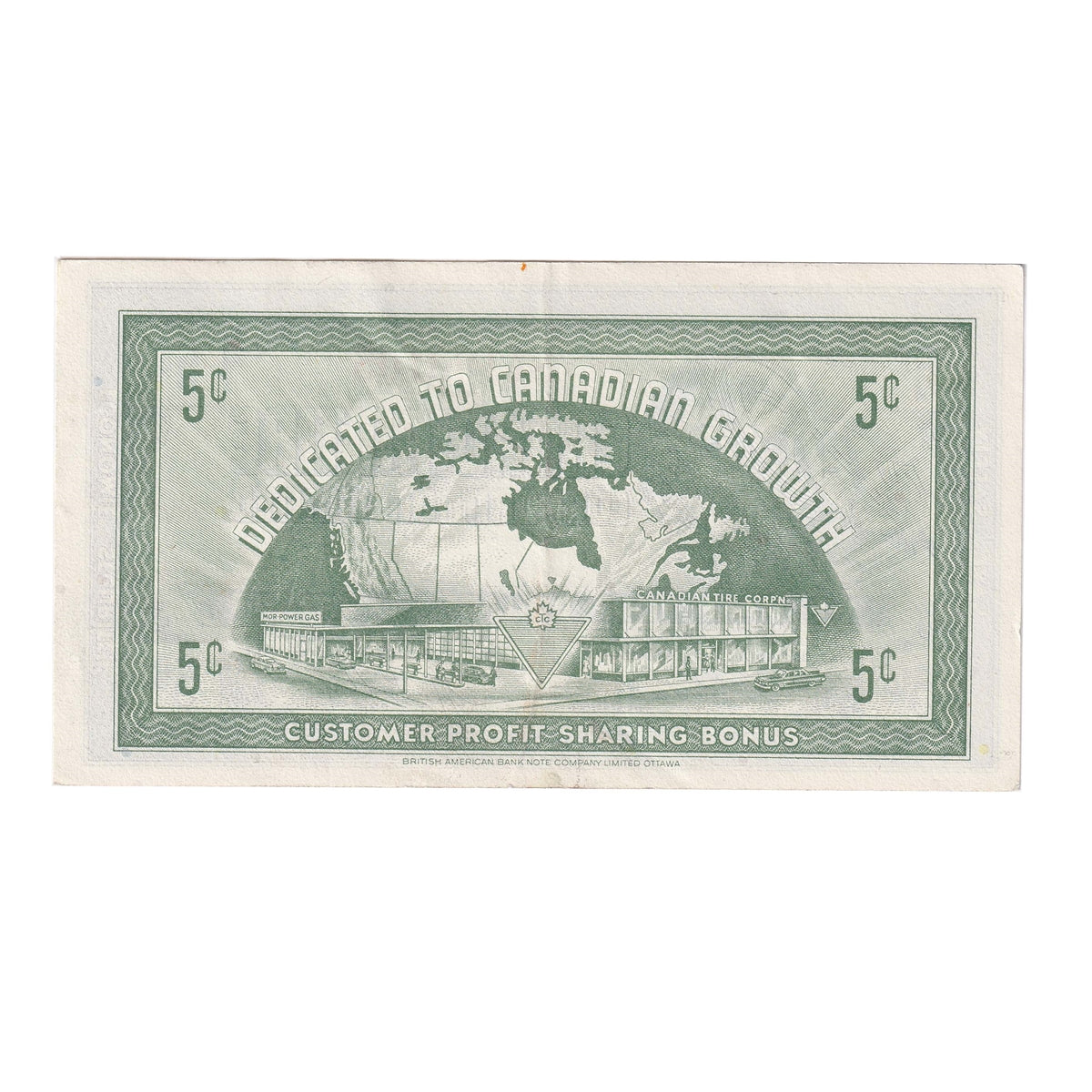 G7-A-S1a Large Serifs 1972 Canadian Tire Coupon 5 Cents Extra Fine