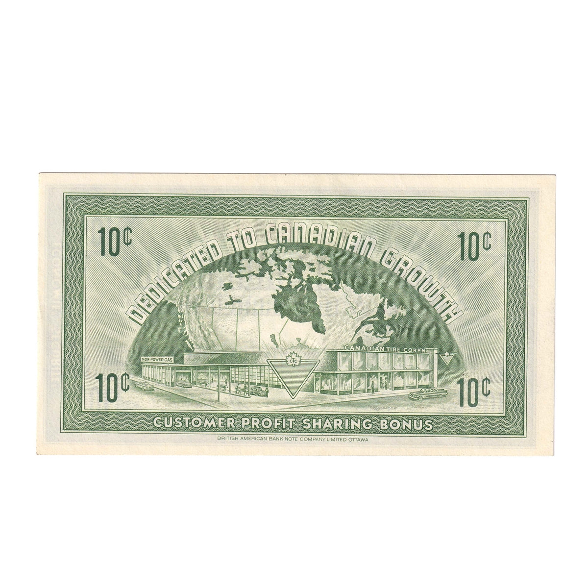 G7-B-B1 1972 Canadian Tire Coupon 10 Cents Almost Uncirculated