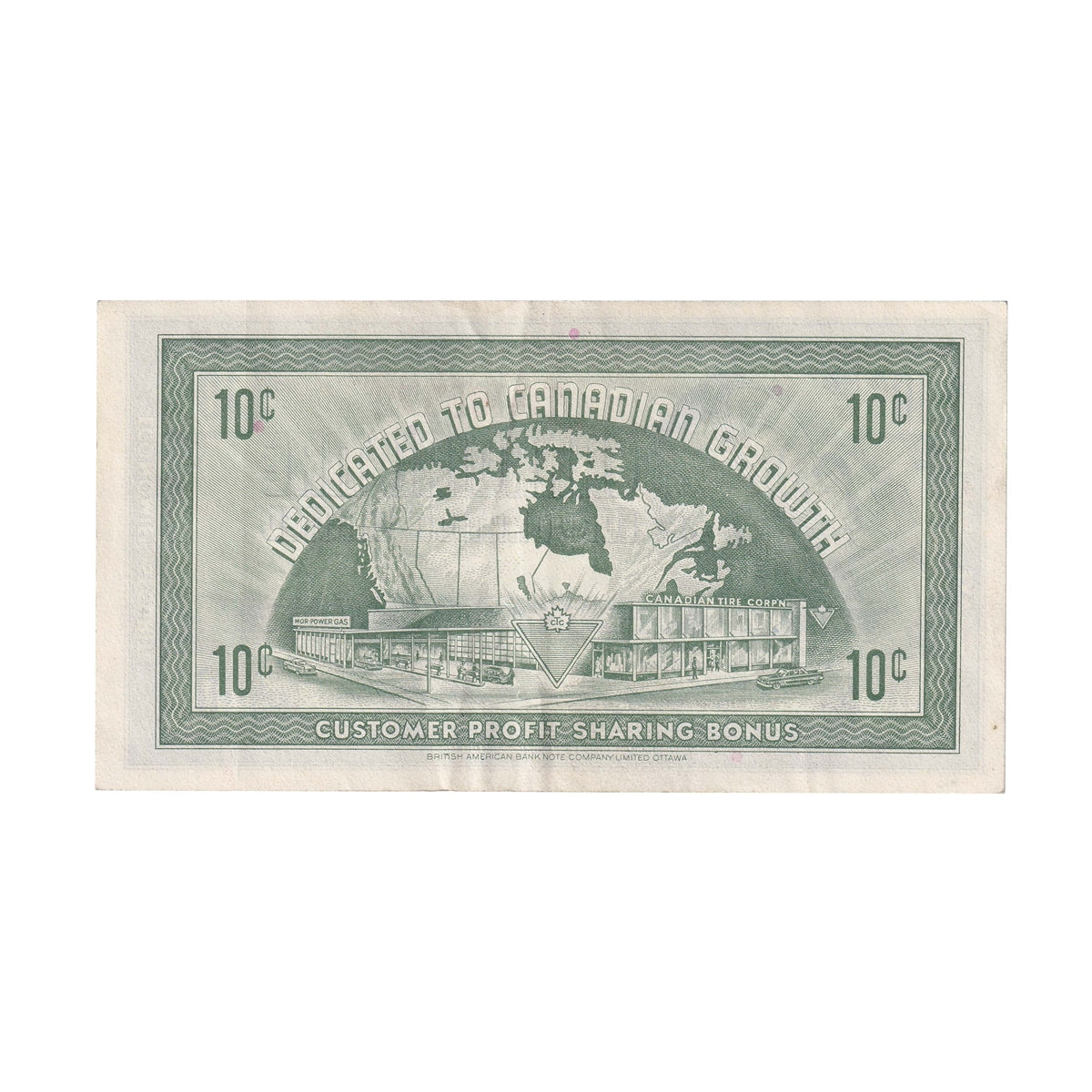 G7-B-T1 Large Serifs 1972 Canadian Tire Coupon 10 Cents Extra Fine