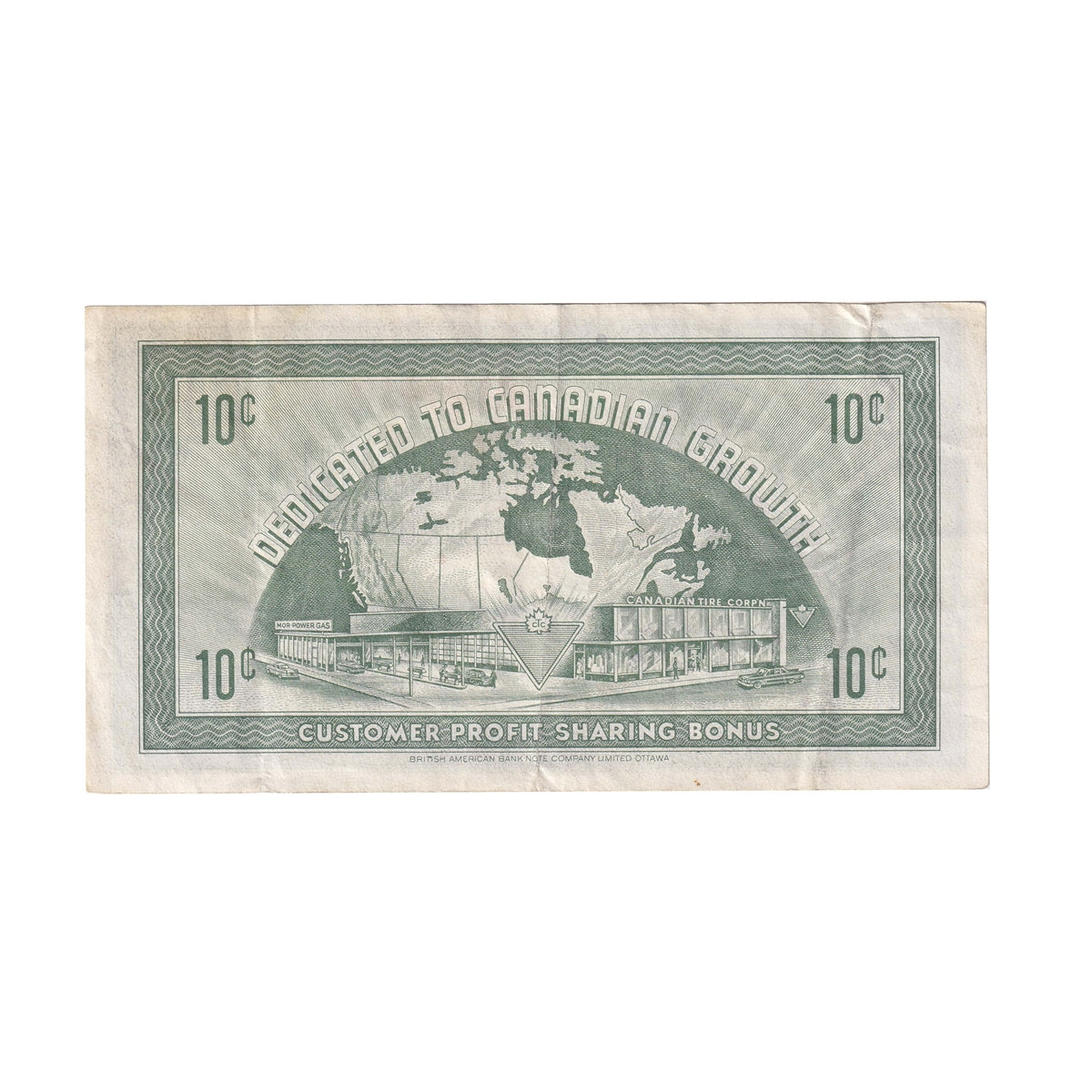 G7-B-T2 Small Serifs 1972 Canadian Tire Coupon 10 Cents Very Fine