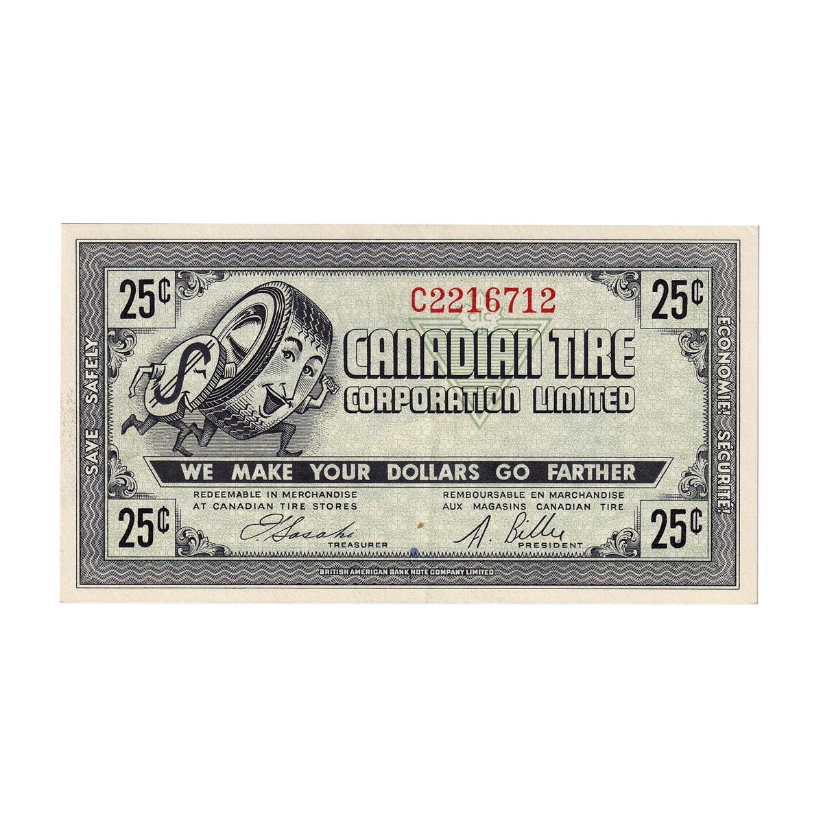 G7-E-C1 1972 Canadian Tire Coupon 25 Cents EF-AU