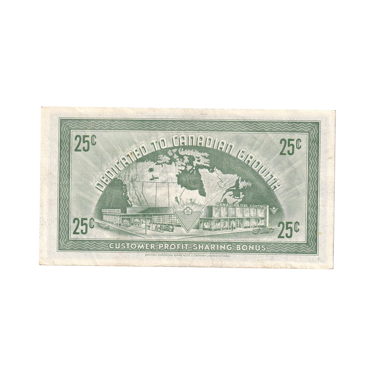 G7-E-U1 1972 Canadian Tire Coupon 25 Cents Almost Uncirculated