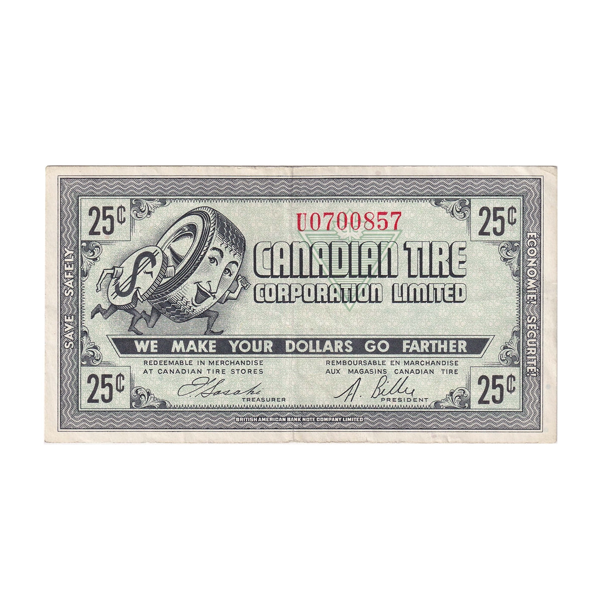 G7-E-U1 1972 Canadian Tire Coupon 25 Cents VF-EF