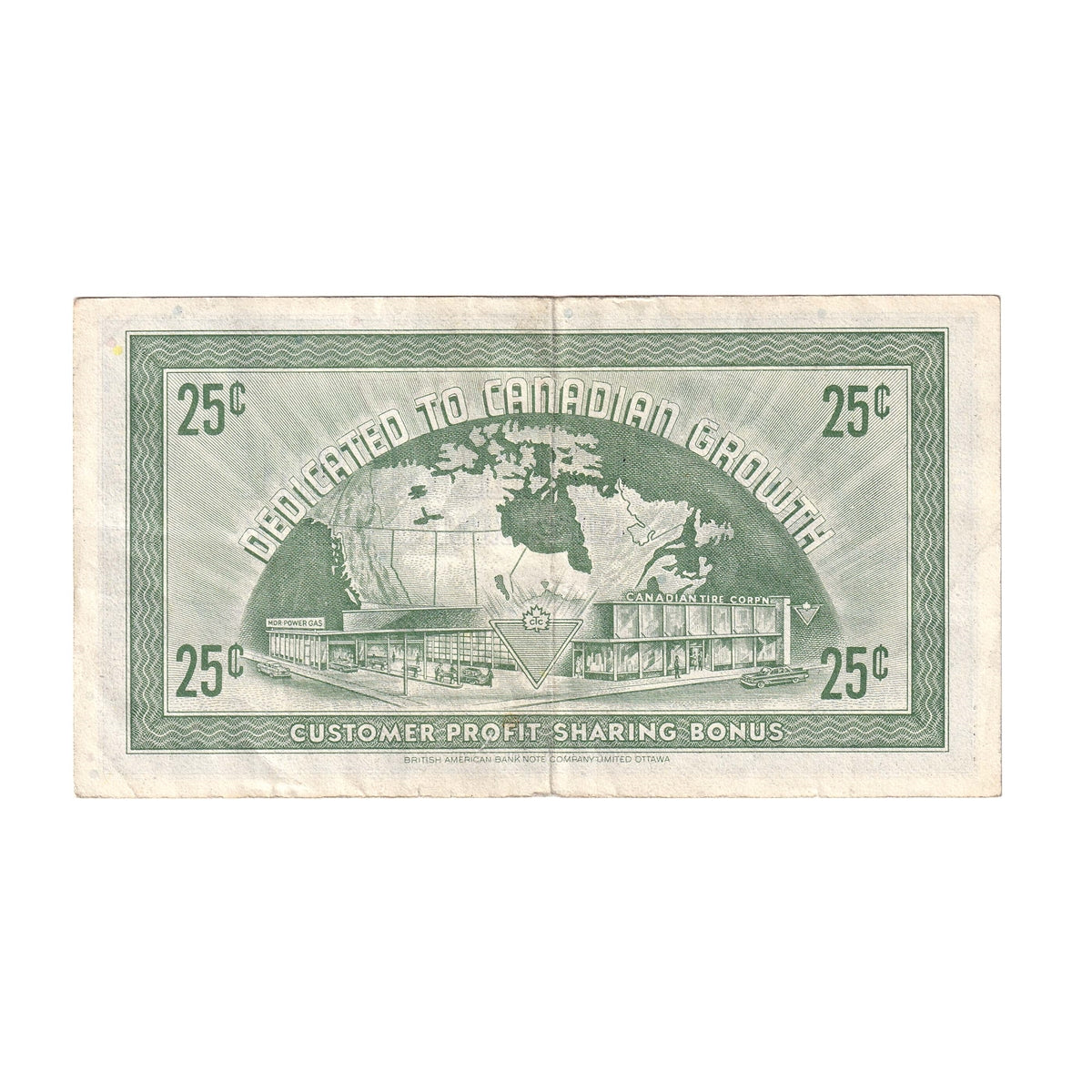 G7-E-U1 1972 Canadian Tire Coupon 25 Cents VF-EF
