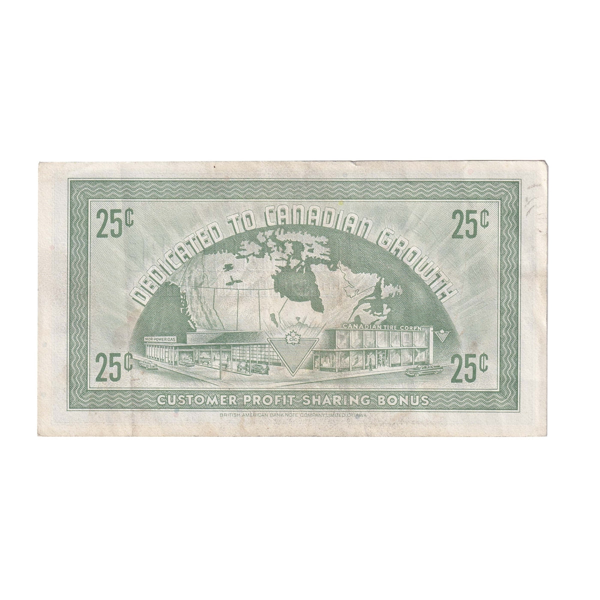 G7-E-U1 1972 Canadian Tire Coupon 25 Cents Very Fine